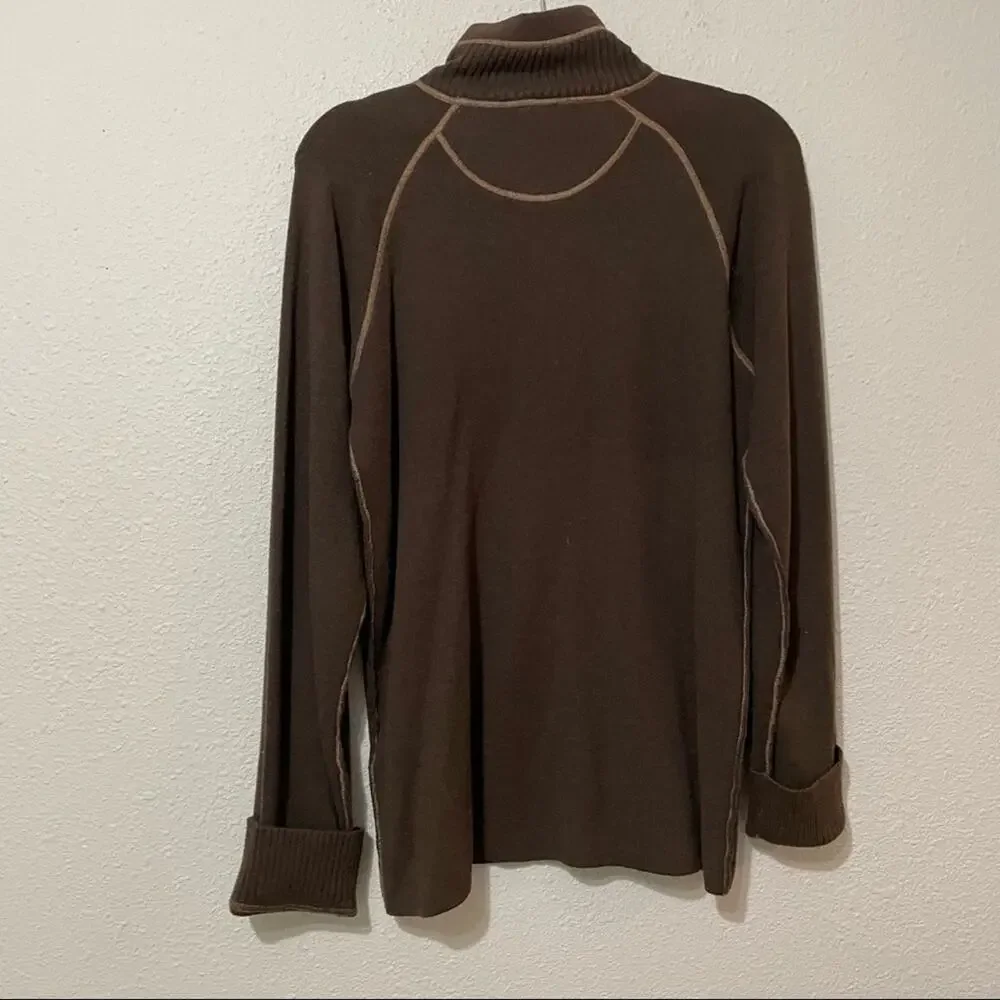 The North Face Brown Knit Quarter Zip Sweater Mens M Cotton Wool Blend Fall